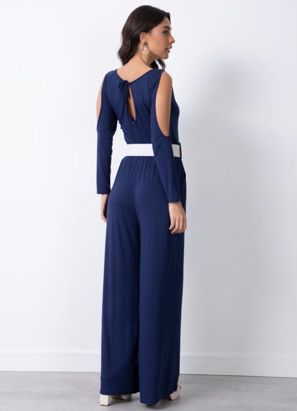 Quintess - Macacão Marinho com Recortes Vazados 2