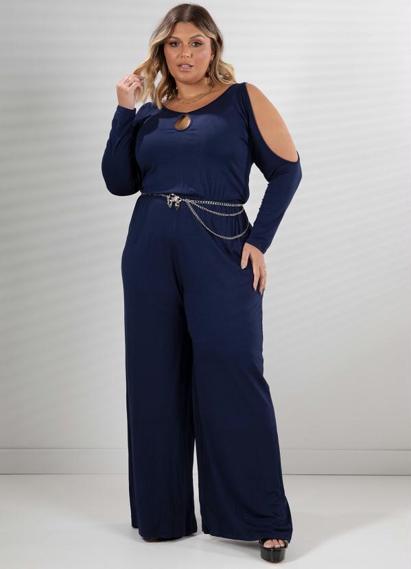 Quintess - Macacão Marinho com Recortes Vazados 4