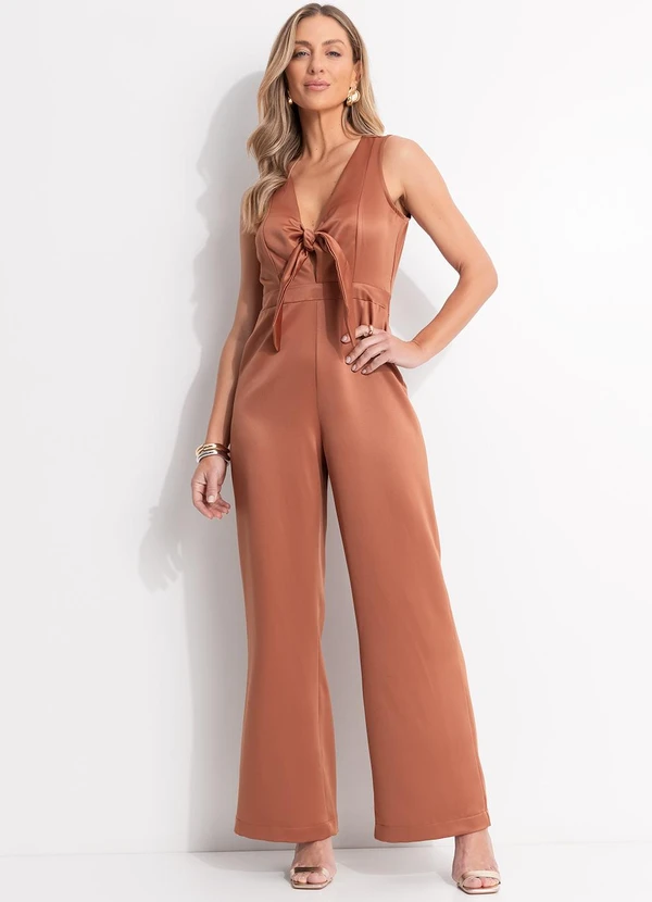 Quintess - Macacão Marrom em Cetim 3