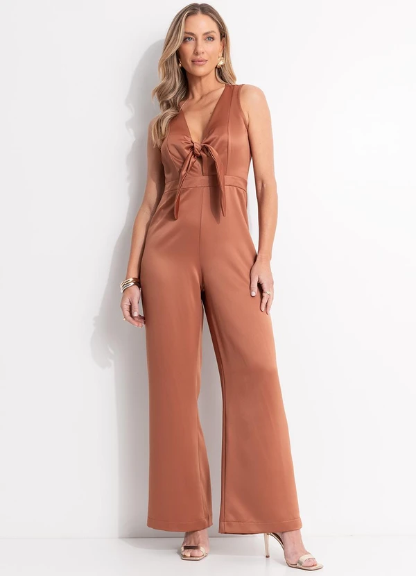 Quintess - Macacão Marrom em Cetim 6