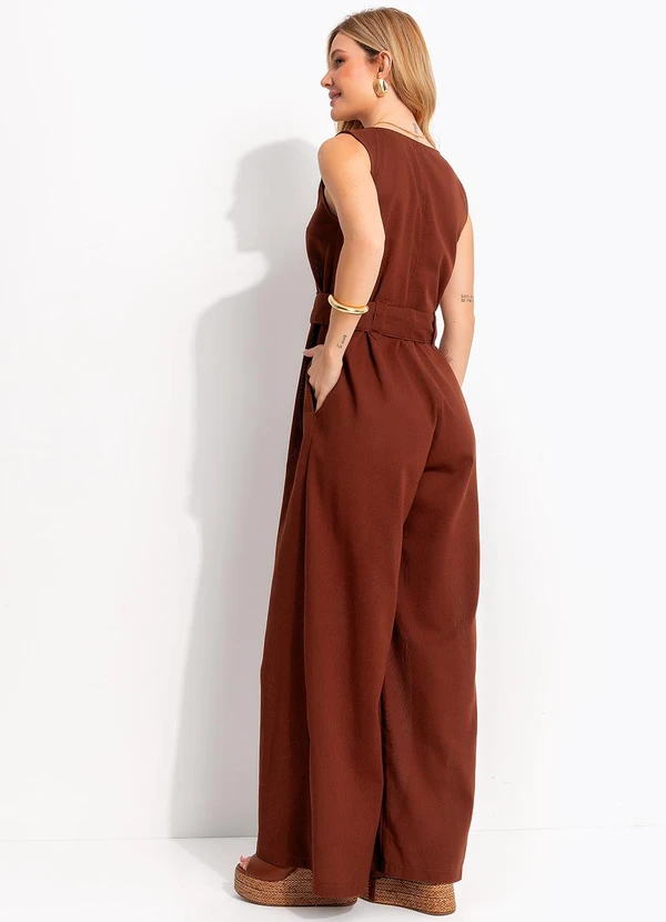 Quintess - Macacão Marrom em Linho 2