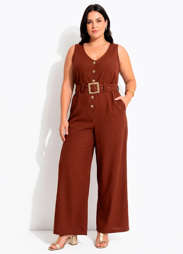 Quintess - Macacão Marrom em Linho 3