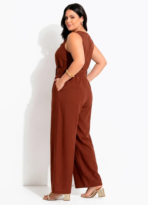 Quintess - Macacão Marrom em Linho 2