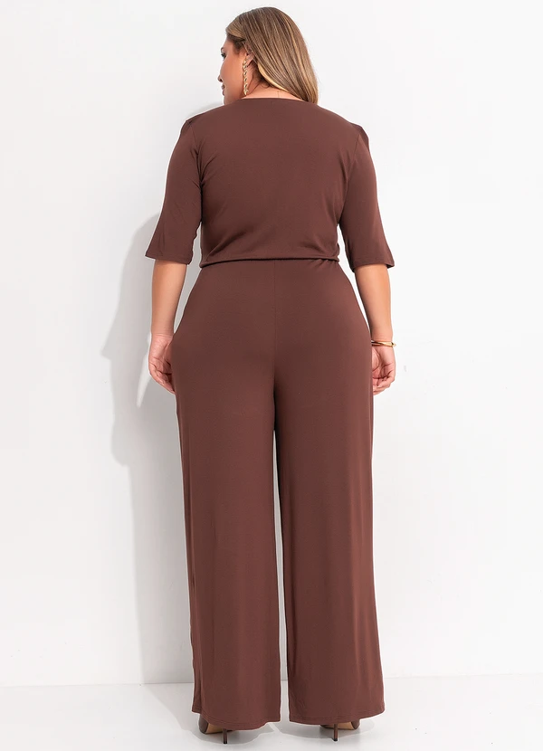 Quintess - Macacão Marrom em Malha de Viscose 9