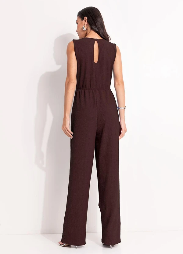 Quintess - Macacão Marrom em Malha Texturizada 7