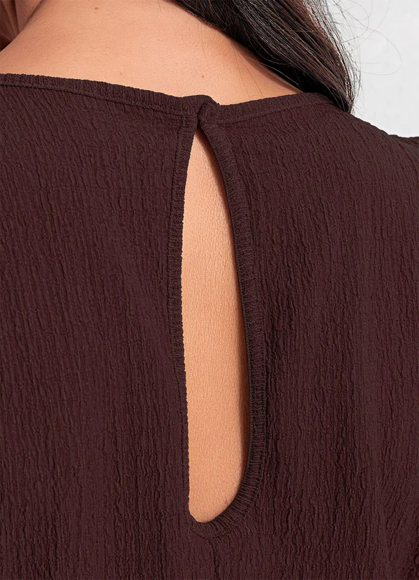 Quintess - Macacão Marrom em Malha Texturizada 6