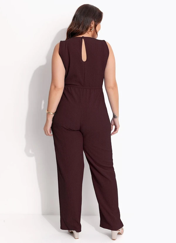 Quintess - Macacão Marrom em Malha Texturizada 2