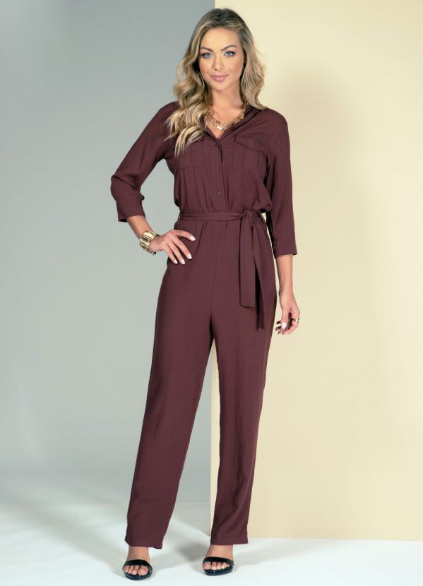 Quintess - Macacão Mecânico com Faixa Marrom