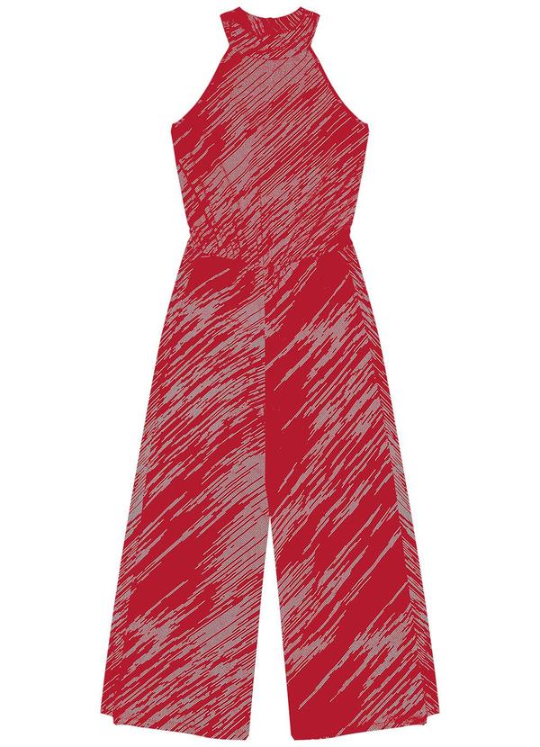 Rovitex - Macacão Midi em Viscose Creponada Vermelho