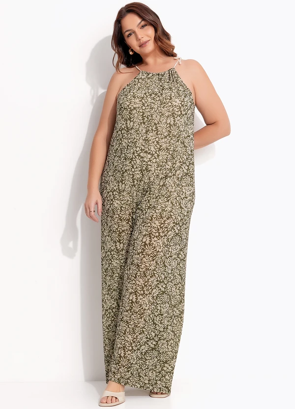 Quintess - Macacão Mini Floral em Malha Plissada 20