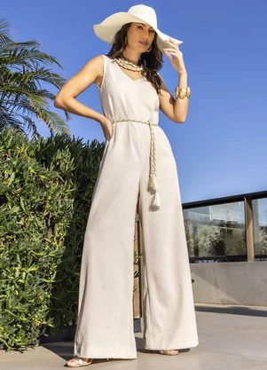 Quintess - Macacão Natural em Linho - QUINTESS