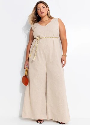 Quintess - Macacão Natural em Linho - QUINTESS