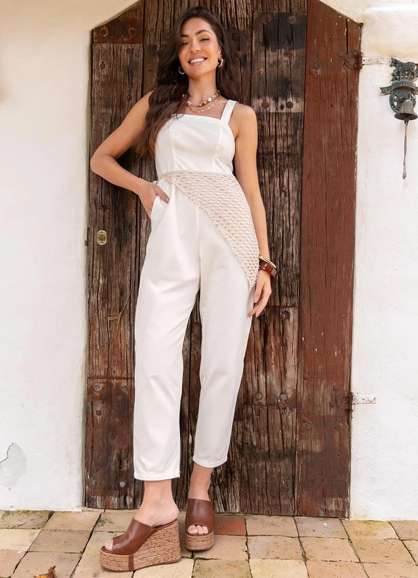 Quintess - Macacão Off White em Jeans 5