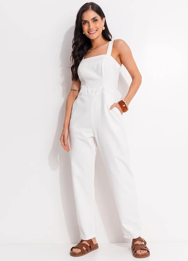 Quintess - Macacão Off White em Jeans 10