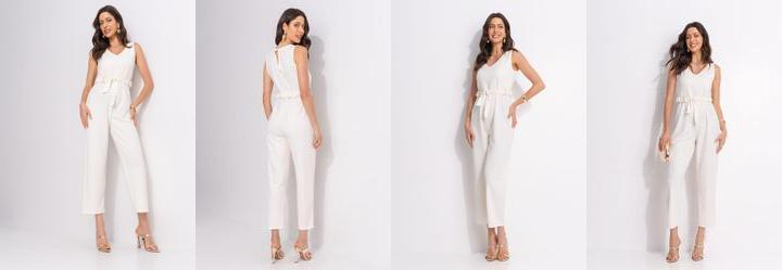 Macac�o Off White em Malha Estruturada