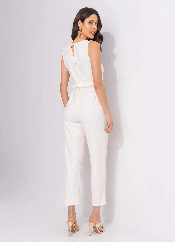 Quintess - Macacão Off White em Malha Estruturada 2