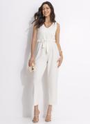 Macacão Off White em Malha Estruturada