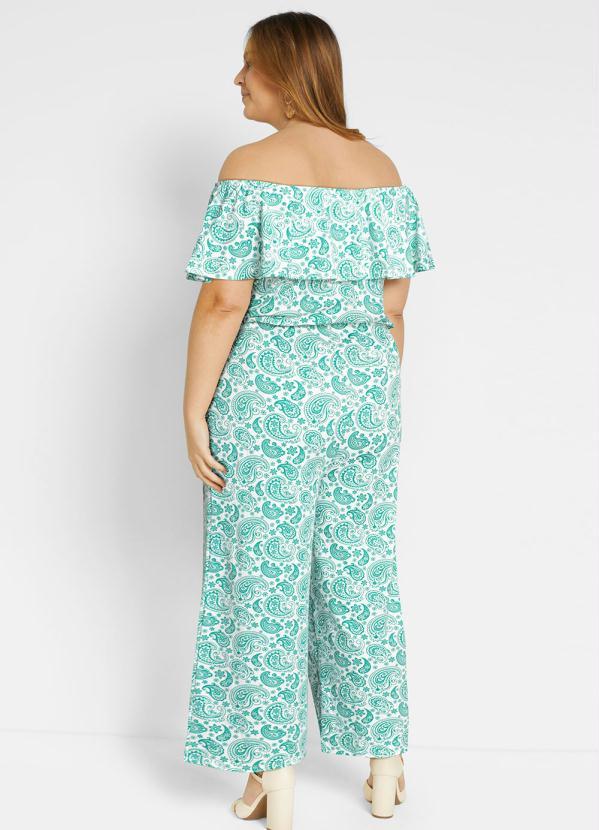 Outlet - Macacão Ombro a Ombro Paisley Verde 4