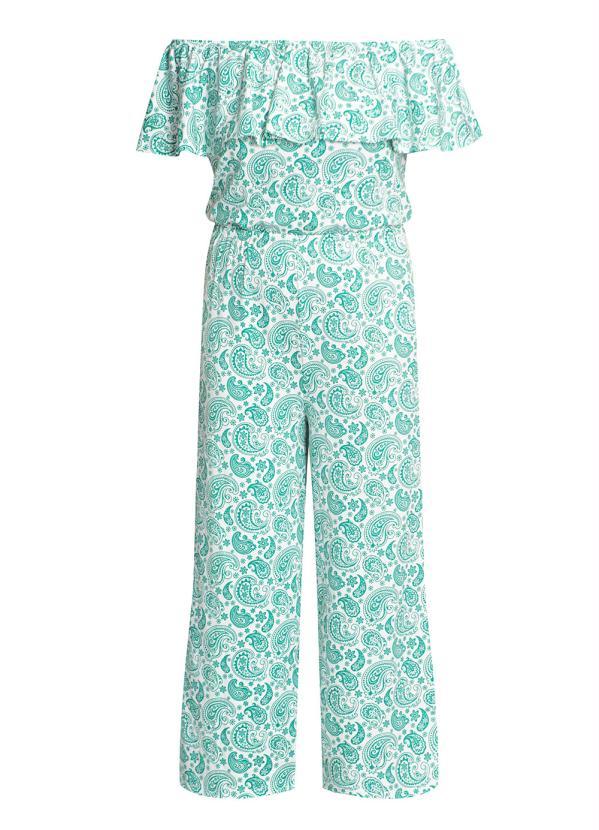 Outlet - Macacão Ombro a Ombro Paisley Verde 5