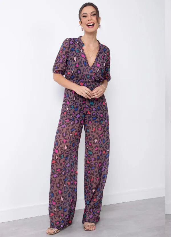 Quintess - Macacão Onça Color com Bolsos 2