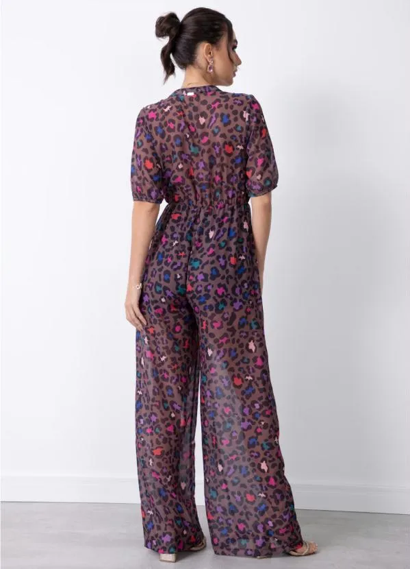 Quintess - Macacão Onça Color com Bolsos 1