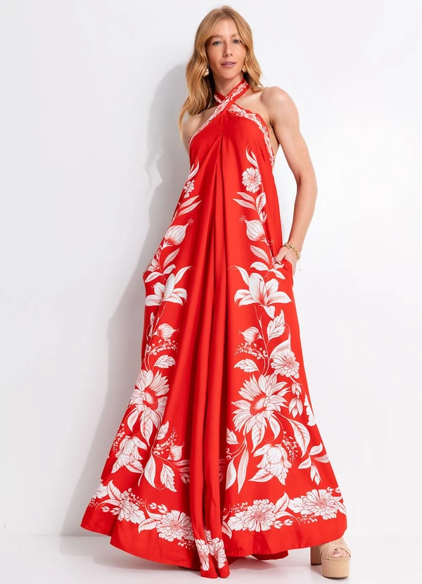 Farm - Macacão Pantalona Camadas Domitila Vermelho 3