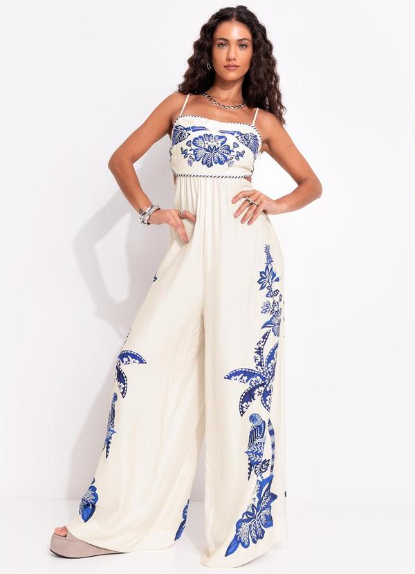 Farm - Macacão Pantalona Coqueiro Tropical Bege 3