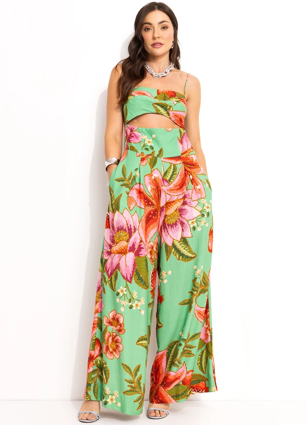 Farm - Macacao Pantalona em Viscolinho Verde