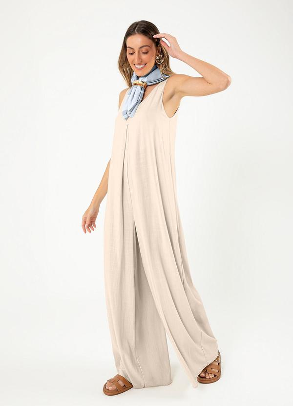 Cativa - Macacão Pantalona em Viscose Bege 4