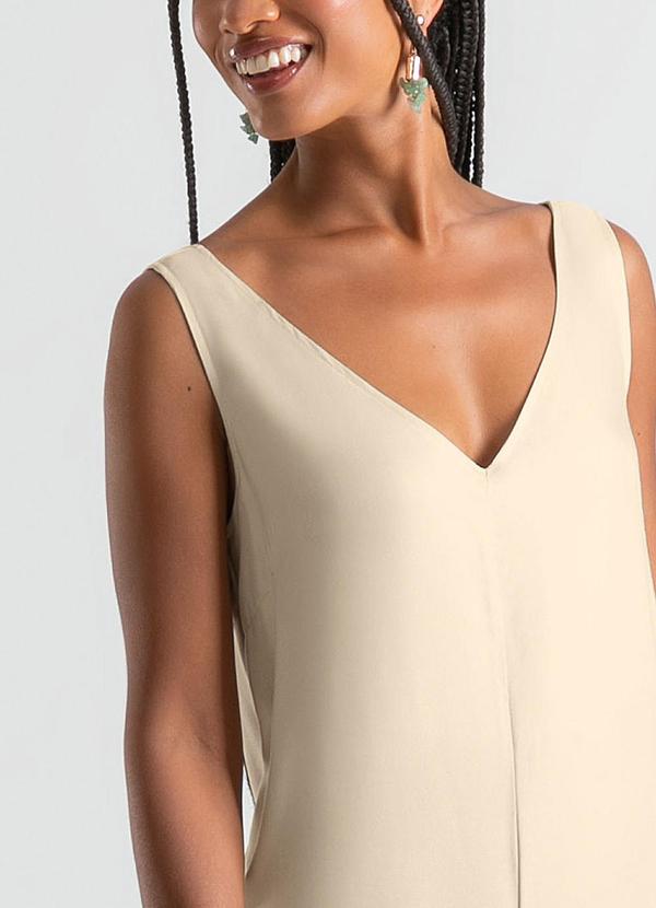 Cativa - Macacão Pantalona em Viscose Bege 3