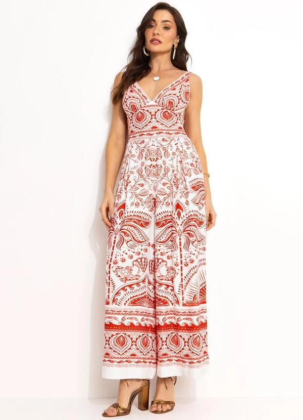 Farm - Macacão Pantalona em Viscose Vermelho 3