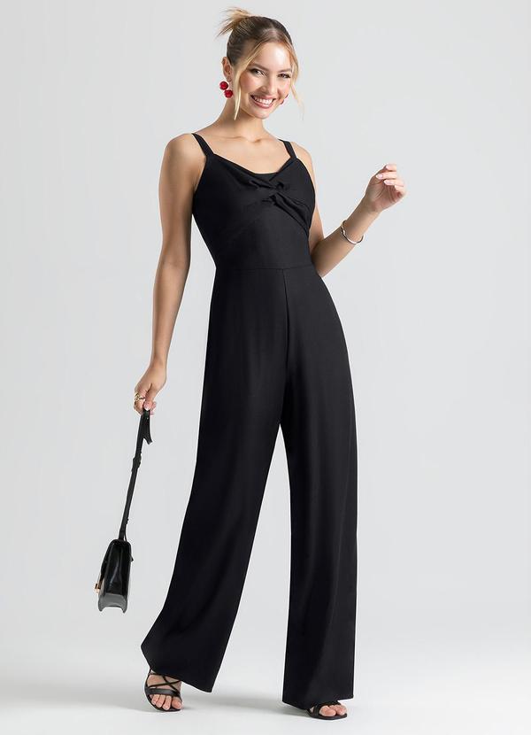 Cativa - Macacão Pantalona em Viscose Preto 1