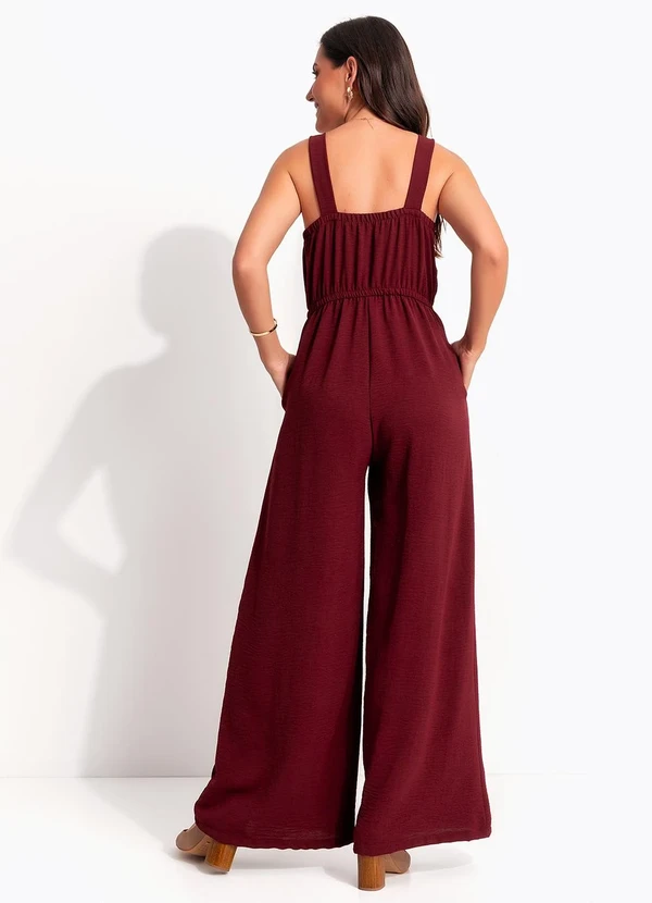 Quintess - Macacão Pantalona Marsala em Tecido Air Flow com Alças Ajustáveis 2