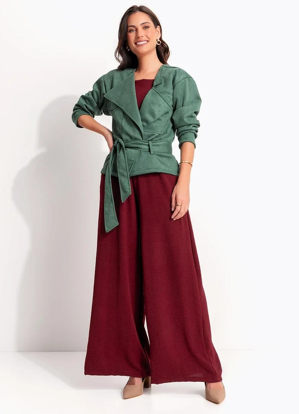 Quintess - Macacão Pantalona Marsala em Tecido Air Flow com Alças Ajustáveis 3