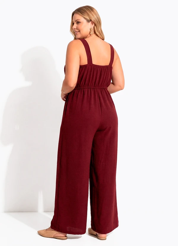 Quintess - Macacão Pantalona Marsala em Tecido Air Flow com Alças Ajustáveis 6