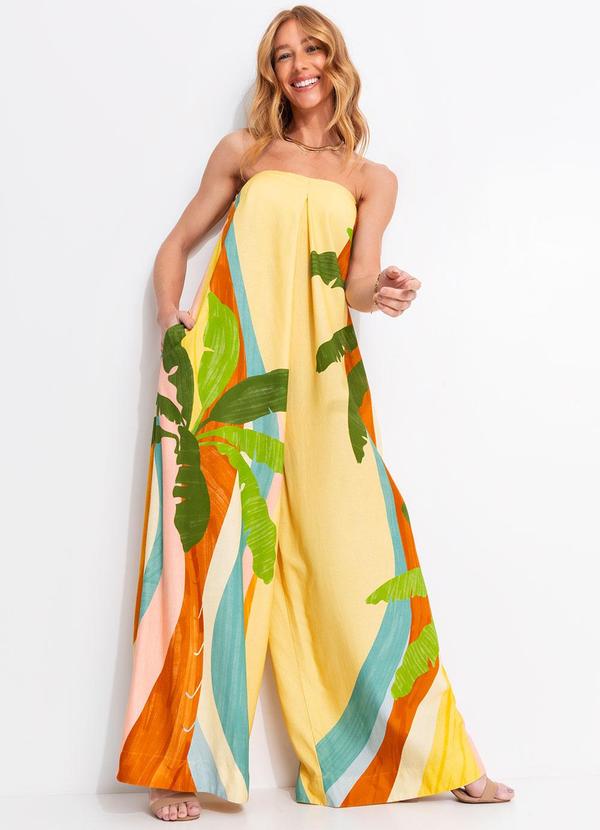 Farm - Macacão Pantalona Paisagem Carioca Amarelo