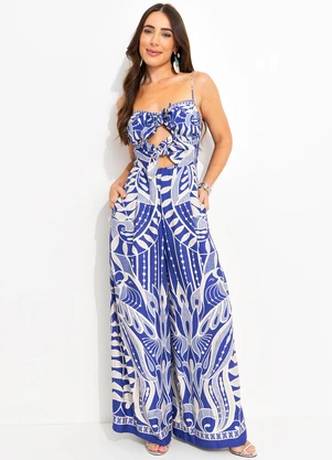 Farm - Macacao Pantalona Rendeira Azul - FARM