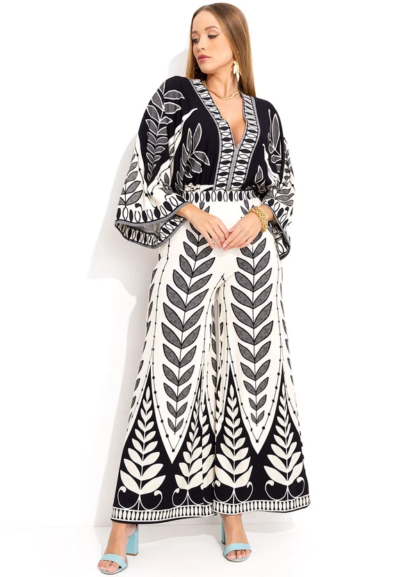 Farm - Macacão Pantalona Rendeira Preto 5