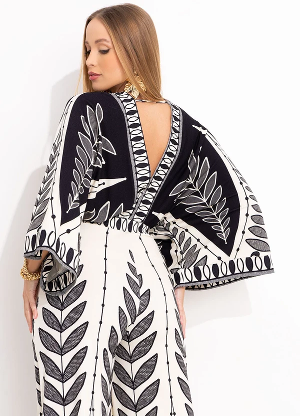 Farm - Macacão Pantalona Rendeira Preto 8