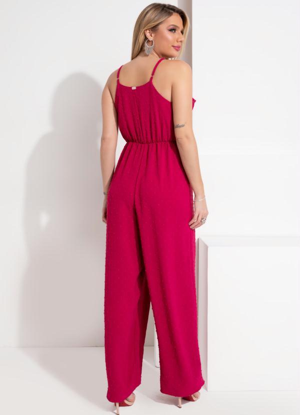 Outlet - Macacão Pink com Babados e Alças Regulavéis 2