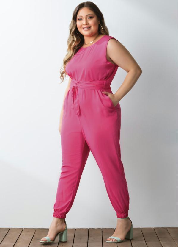 Outlet - Macacão Pink com Faixa para Amarração 4