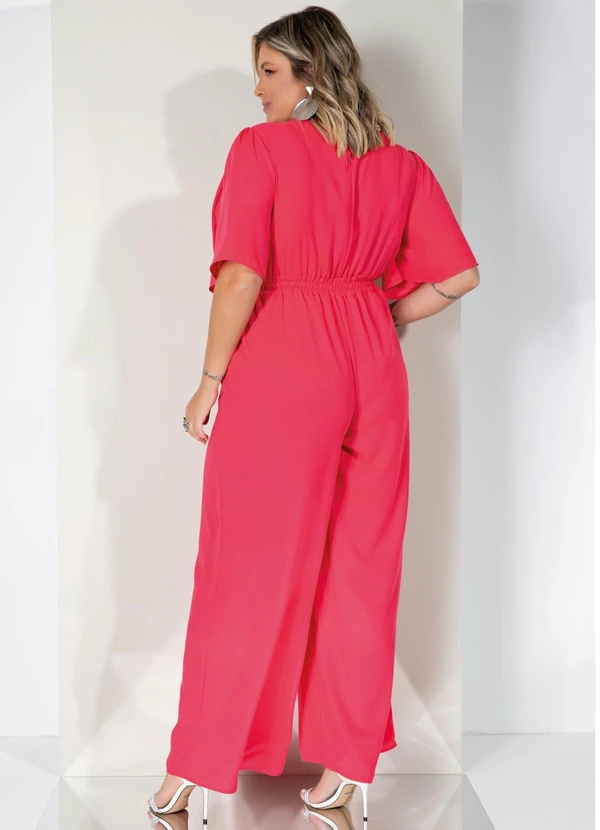 Queima Estoque - Macacão Pink Decote V com Bolsos Funcionais 2