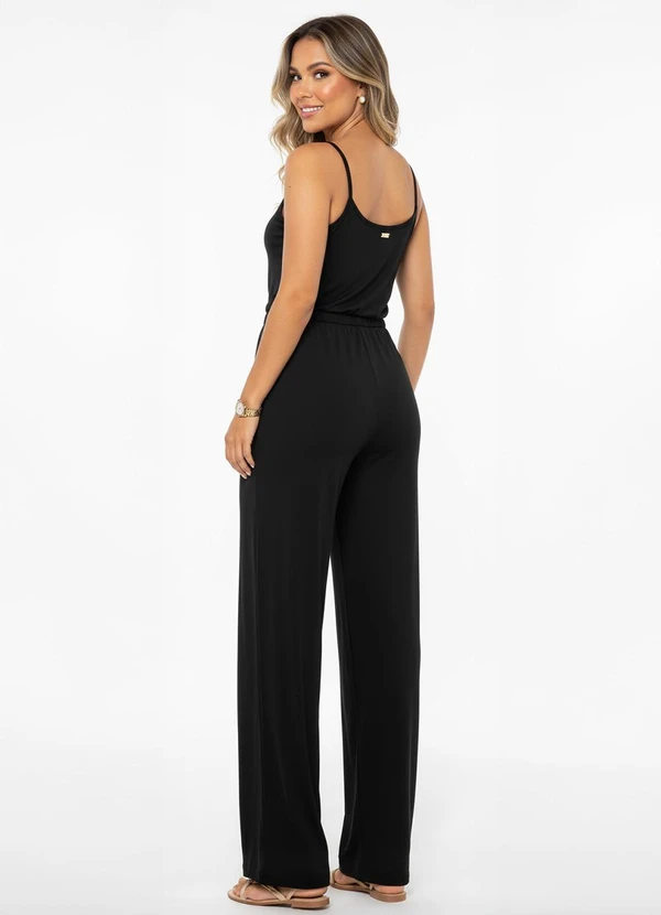 Quintess - Macacão Preto com Alcinhas e Faixa 2