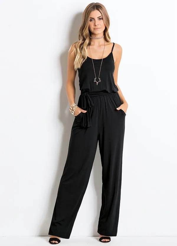 Quintess - Macacão Preto com Alcinhas e Faixa 4