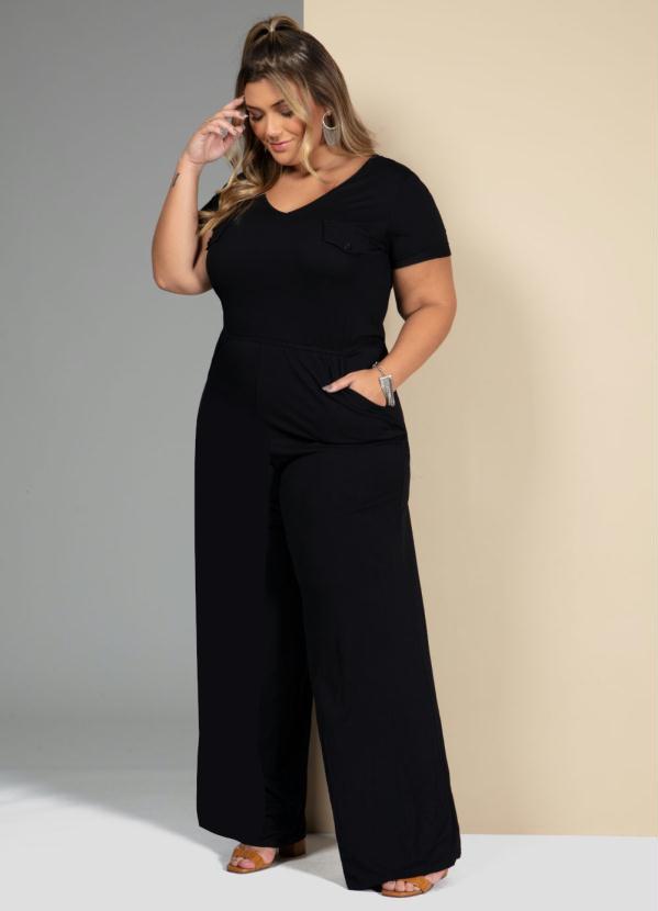 Quintess - Macacão Preto com Bolsos Funcionais 3