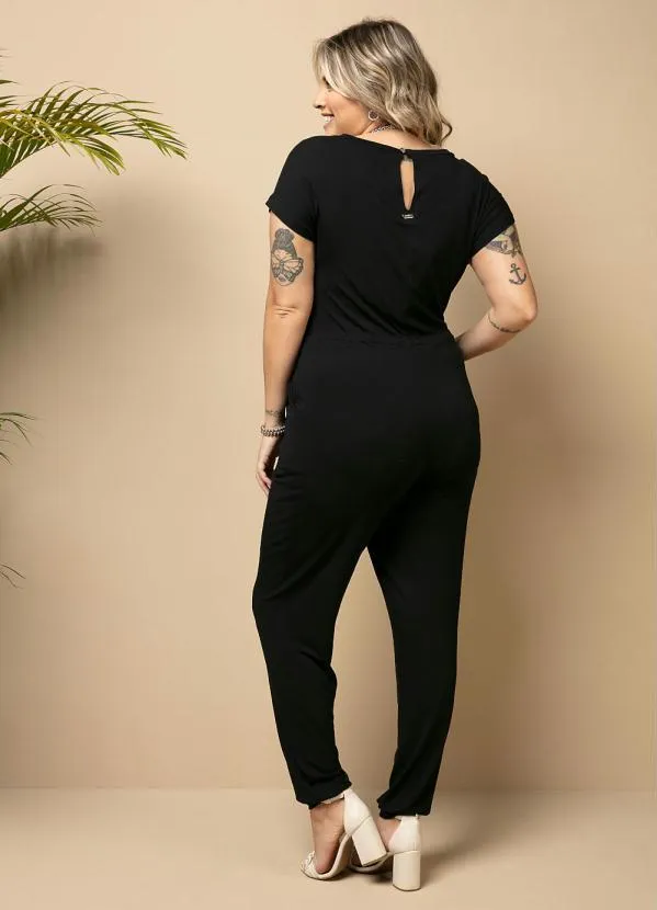 Quintess - Macacão Preto com Cintura Ajustável 5