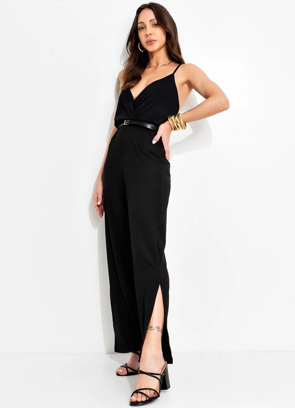 Bimini - Macacão Preto em Canelado 3