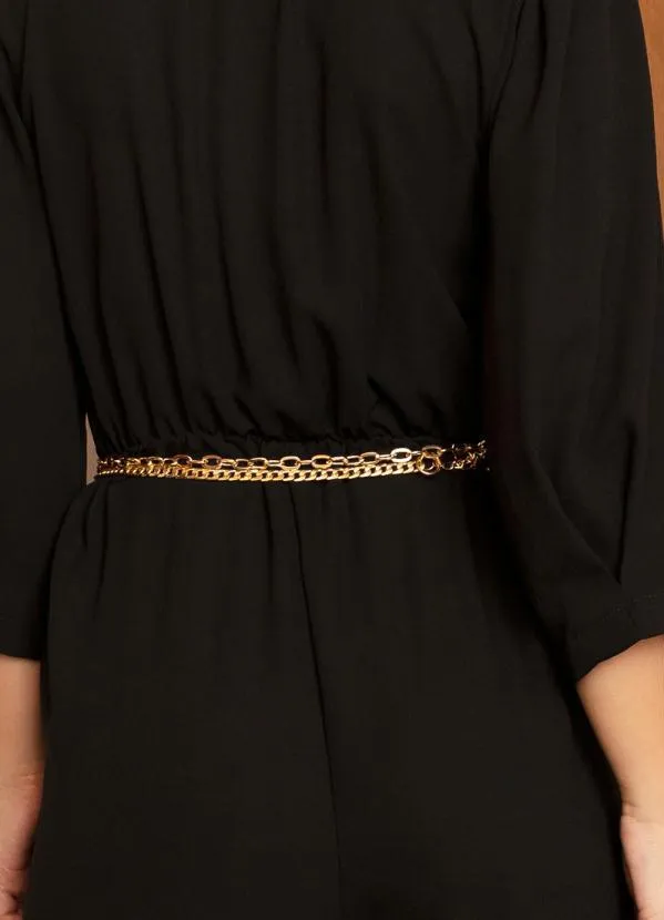 Quintess - Macacão Preto em Crepe Plano com Bolsos 4