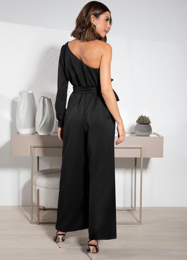 Quintess - Macacão Preto em Crepe Plano Sarjado 5