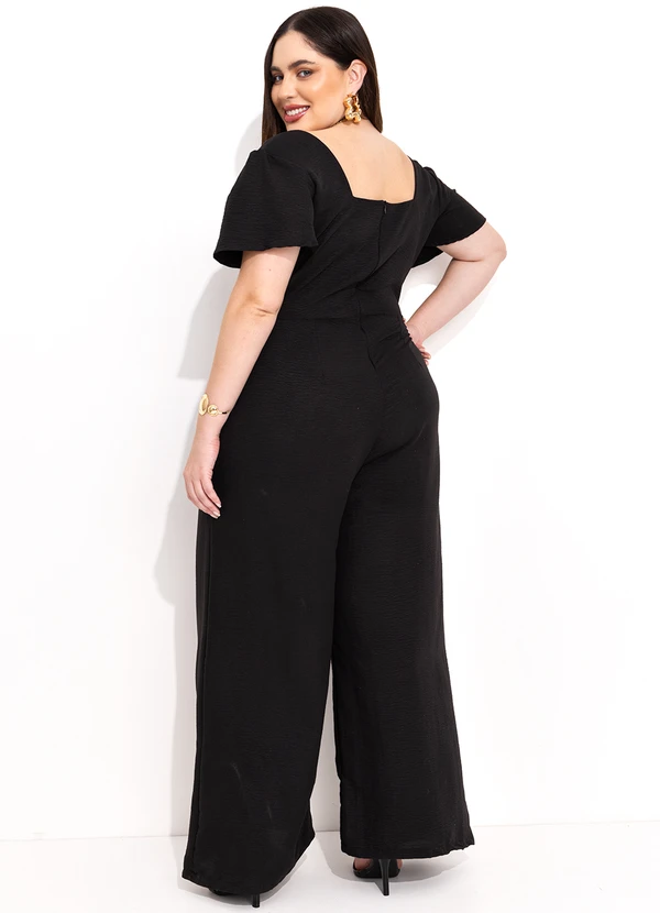 Quintess - Macacão Preto em Crepe Plano 5